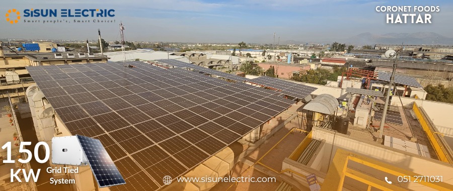 Industrial solar panels installed on factory rooftop Rawalpindi Punjab Pakistan