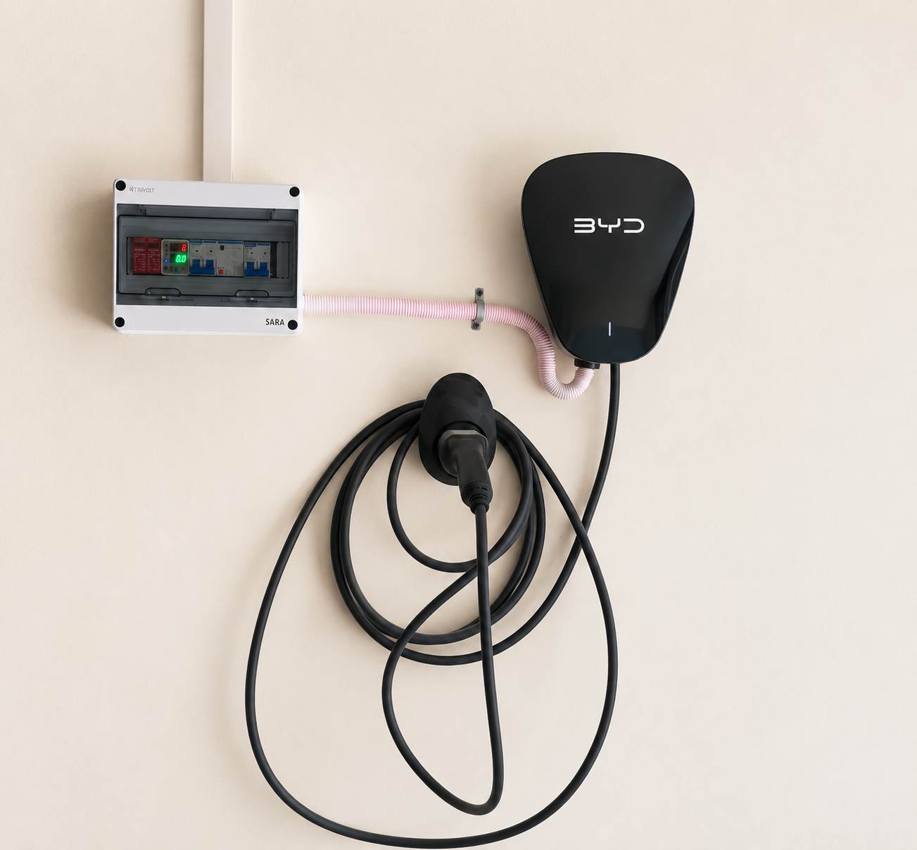 Completed BYD home charger installation by SiSUN ELECTRIC
